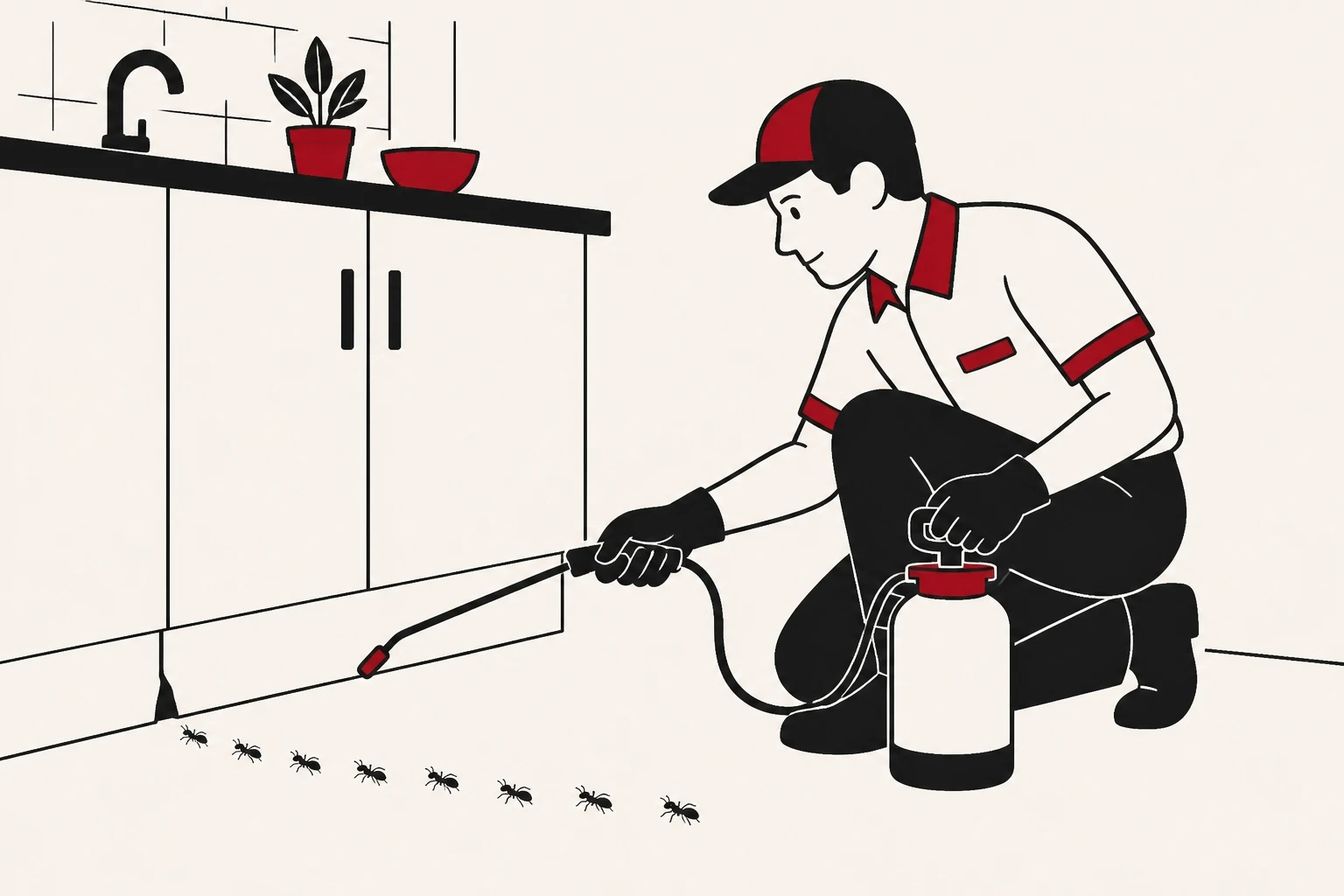 Combat Pest Control technician treating a Johannesburg home for ants