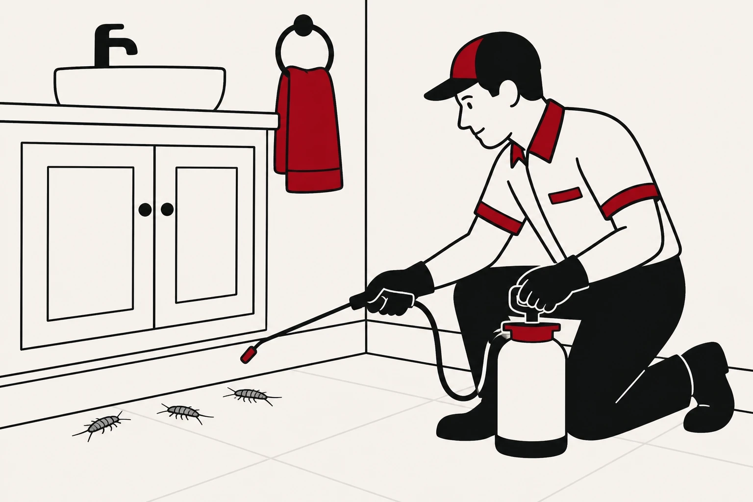 Combat Pest Control technician treating a damp store room for silverfish in Johannesburg