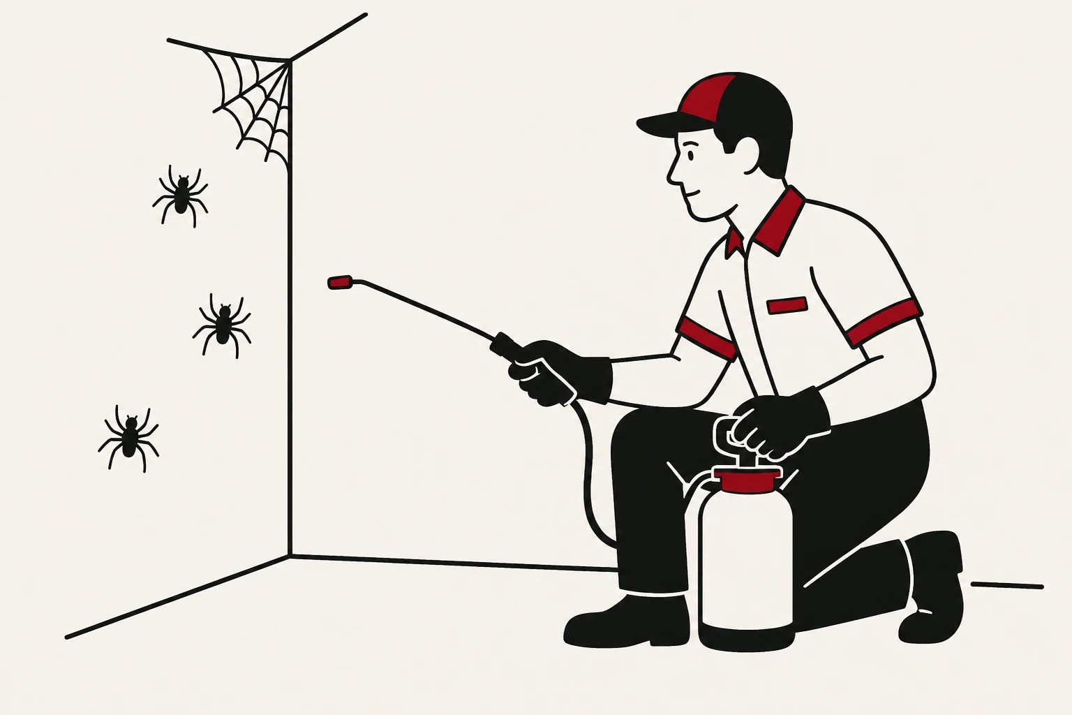A pest control technician treating spiders in a Johannesburg home