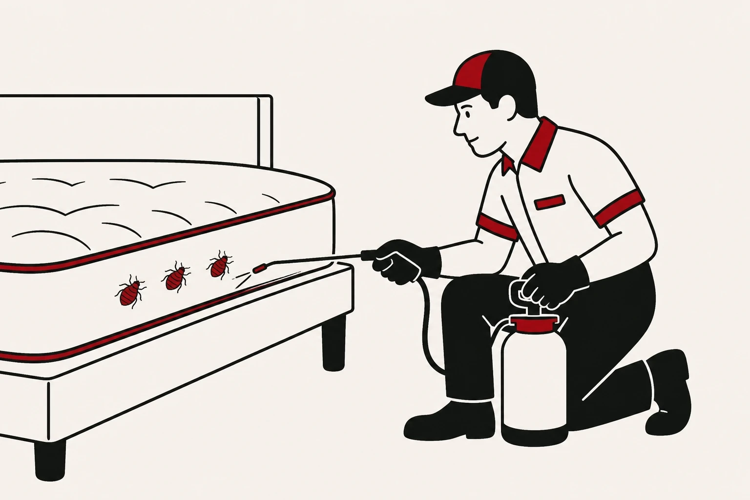 Combat Pest Control technician inspecting a bed for bed bugs in Johannesburg