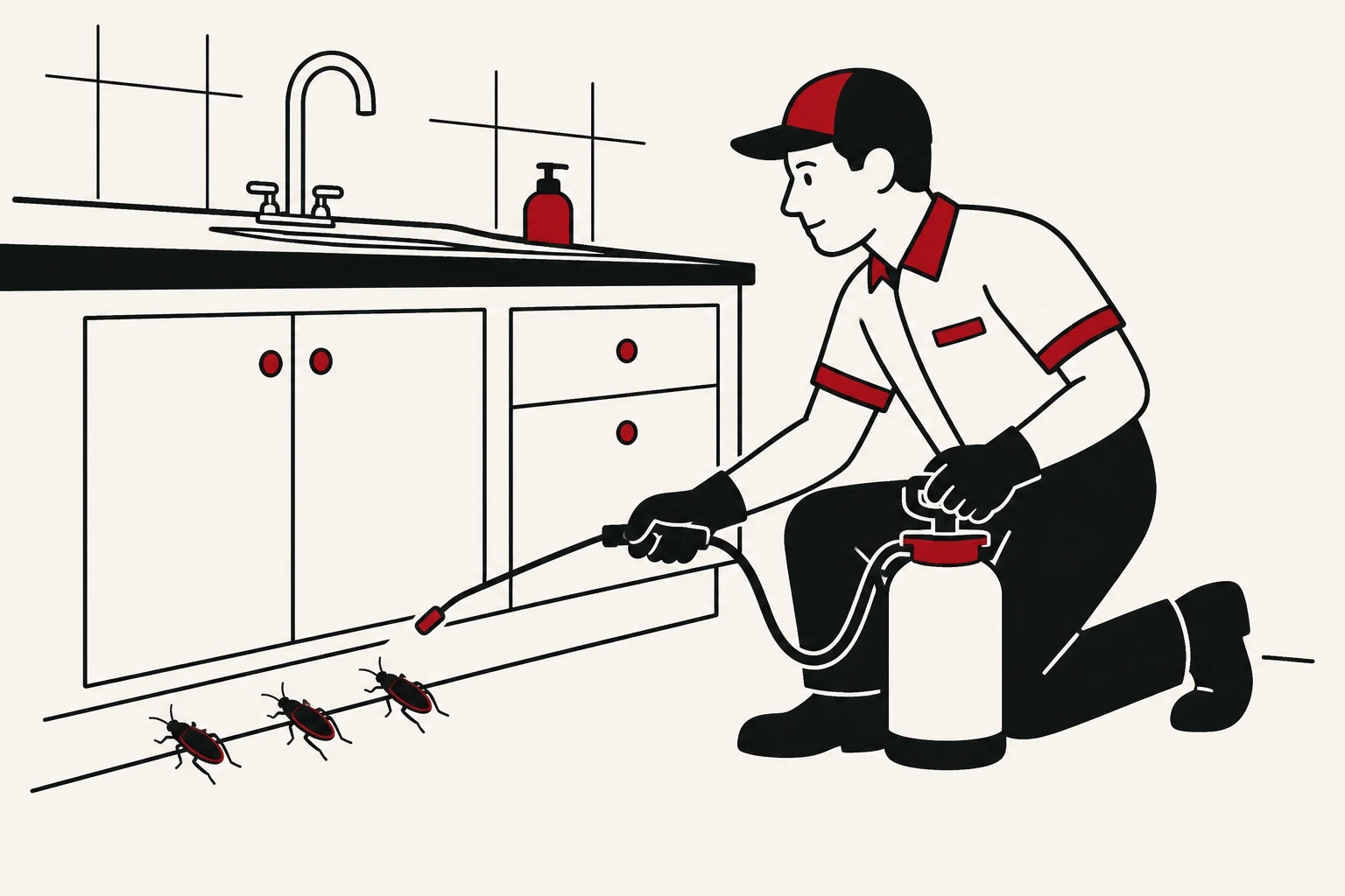 Combat Pest Control technician treating a Johannesburg kitchen for cockroaches