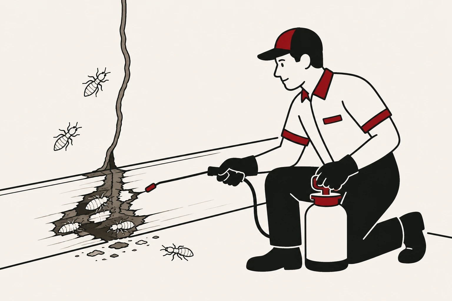 Combat Pest Control technician inspecting timber for termites in Johannesburg